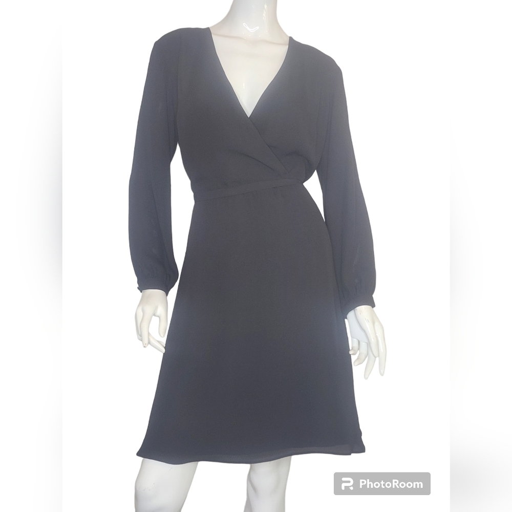 Banana Republic Long Bishop Sheer Satin Wrap V-Neck Conservative Modest Puff